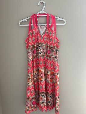 Women's Pink & Orange Printed Summer Dress